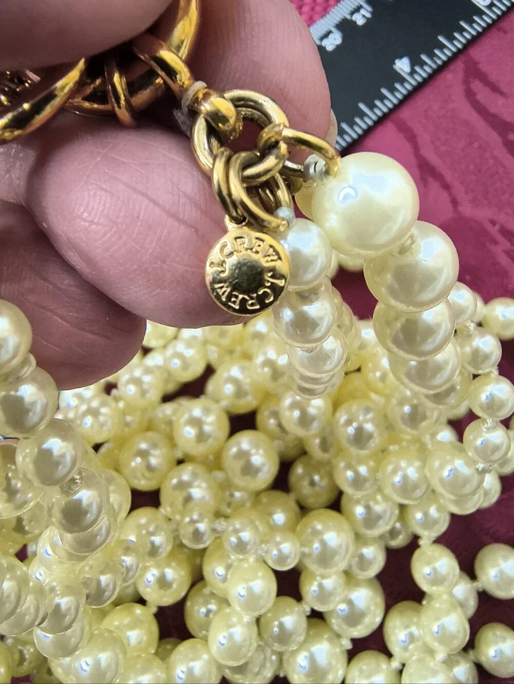 J.Crew Multi Strand Graduated Faux Pearl Statement Necklace Gold Tone